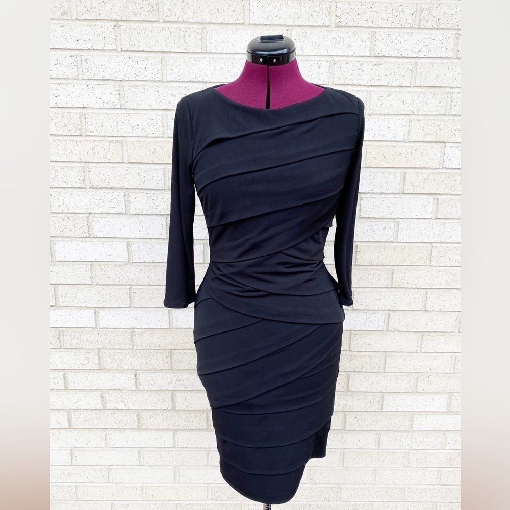 White House Black Market Dress Women’s Black Bodycon 3/4 Sleeve